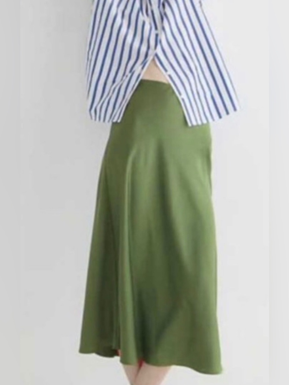 J. Crew Gwyneth Slip Skirt Green Midi Satin - AC467 Small
